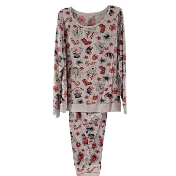 Secret Treasures Snowman Reindeer Candy Cane Holiday Jogger Pajamas Sleep Set - Picture 14 of 16